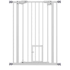 PawHut - Barrière pour animaux 41" avec porte de passage - Blanc-Le système de double verrouillage garantit que votre animal est maintenu en sécurité et offre une sécurité maximale