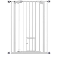 PawHut - Barrière pour animaux 41" avec porte de passage - Blanc-Le système de double verrouillage garantit que votre animal est maintenu en sécurité et offre une sécurité maximale