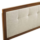 Modway - Draper Touffe Tissu et bois Tête de lit complète, Noyer beige-Rembourrage en mousse dense