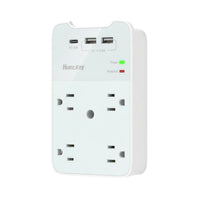 ShoppingAll - Huntkey multiprise murale avec parasurtenseur, 4 prises et 3 ports USB-Comprend 4 prises c.a., 2 ports USB-A et 1 port USB-C pour alimenter plusieurs appareils à partir d’une seule prise murale