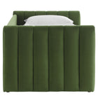 Modway - Veyla Chenal Touffé Performance Velvet Lit de jour jumelle avec Trundle, Vert mousse-9