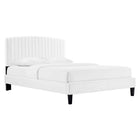 Modway - Alessi Performance Velvet Lit à plateforme jumelle, Blanc-Lit simple moderne vintage