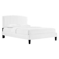 Modway - Alessi Performance Velvet Lit à plateforme jumelle, Blanc-Lit simple moderne vintage
