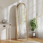 HOMCOM - Miroir corporel arqué - 21 po l x 64 po H - beige-Cadre élégant à trois couches en forme d'arche avec un design unique en faux pierre 