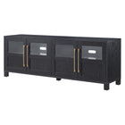 Hudson&Canal - Meuble TV Holbrook pour téléviseurs jusqu'à 75" - Grain noir-Le dessus a une capacité de poids de 75 lb, les étagères inférieures peuvent supporter 25 lb chacune