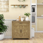 HOMCOM - Buffet de style ferme 31,5 po L avec rangement - bois naturel-Le détail en croisillon ne manquera pas de rehausser le charme de votre maison 