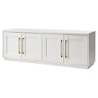 Hudson&Canal - Meuble TV Tillman pour téléviseurs jusqu'à 75" - Blanc-Le dessus a une capacité de poids de 75 lb, les étagères inférieures peuvent supporter 25 lb chacune