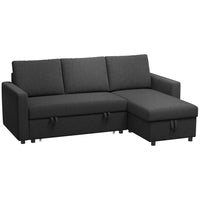 HOMCOM - Canapé-lit modulaire d’angle convertible 3 places - noir-Se transforme rapidement d’un canapé 3 places en un lit spacieux en retirant le cadre inférieur 