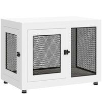PawHut - Table d’appoint caisse pour animaux avec coussin résistant à l’eau, double porte - blanc-Espace de repos rembourré et légèrement résistant à l'eau 