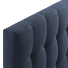 Modway - Lily Tissu rembourré Tête de lit complète, Marine-Distance complète en poteau bois - 52,95 pouces