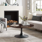 Modway - Lippa Rond de 36 po Bois Table basse - Noyer cerisier noir-Socle métallique résistant aux éclats