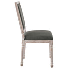 Modway - Court Vintage français Tissu rembourré Fauteuil d’appoint de salle à manger - Gris naturel-Cadre en bois massif cannelé