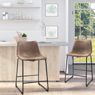 HOMCOM - Tabourets de bar hauteur comptoir avec dossier - brun - paquet de 2-Repose-pieds pour une posture détendue 
