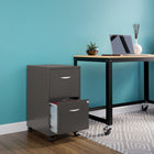 Hirsh Industries - Classeur vertical Space Solutions à profondeur de 18 po avec roulettes, 2 tiroirs, charbon métallique-Classeur en acier de couleur charbon métallique avec fini recouvert d'une peinture émaillée cuite.