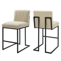Modway - Indulge Chenal Touffé Tissu Tabourets de comptoir - Beige - Ensemble de 2-Tabourets à touffes en canal - Ensemble de 2