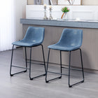 HOMCOM - Tabourets de bar hauteur comptoir avec dossier - bleu foncé - paquet de 2-Assise et dossier rembourrés pour un confort optimal 
