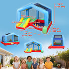 Qaba - Château gonflable pour enfants, avec toboggan, piscine à balles et jeu de lancer d’anneaux-Dispose d’un grand toit qui bloque les rayons UV pour jouer à l’ombre en été  
