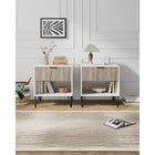 Manhattan Comfort - Table de nuit moderne DUMBO 20,07" à 1 tiroir - Blanc et gris rustique - Lot de 2-Comprend 1 tiroir à extension totale avec tiroir supérieur au design à rainures verticales