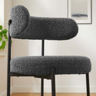 Modway - Albie Tissu Boucle Tabourets de comptoir Ensemble de 2 - Noir charbon-Assemblée requise