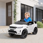 Qaba - Voiture RC électrique pour enfants sous licence Land Rover 12V - blanc-Phares, feux arrière, klaxon et musique augmentent la valeur ludique 