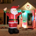 Outsunny - Père Noël gonflable de 2 - 4 m tenant un panneau lumineux de bénédictions - rouge-Dégonfle pour faciliter le rangement (lorsque vous n’éblouissez pas vos voisins) 