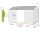 Outsunny - Abri de jardin extérieur 12 pi x 5,5 pi, avec porte verrouillable, pour jardin, gris foncé-Comprend quatre évents et une fenêtre pour l’aération et la lumière
