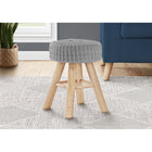 Monarch Specialties - 9013 Pouf - Tricot Gris/Pattes Bois Naturel-2