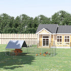PawHut - Grande cage à poules galvanisée, enclos avec accès piéton 9,8 pi x 19,7 pi x 6,6 pi-Conçu pour être utilisé avec des cages en bois, ce qui en fait un ajout polyvalent à votre installation de soins pour animaux 