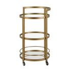 Hudson&Canal - Chariot de bar rond Hause 21"W - Laiton-Le dessus a une capacité de poids de 25 lb, l'étagère peut supporter 20 lb
