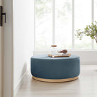 Modway - Tilden Gros velours rond de performance de 38" Rembourré Ottoman - Cadet Blue Natural-Rembourrage en mousse dense