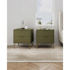 Manhattan Comfort - DUMBO 20,07" Table de nuit moderne 2 tiroirs - Vert olive - Lot de 2-Comprend 2 tiroirs à extension totale conçus avec des lignes verticales texturées