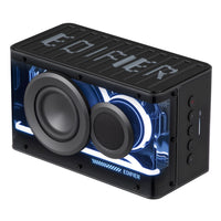 Edifier - Haut-parleur portable QD25 BT certifié audio Hi-Res, son dynamique, puissance RMS de 25 W, avec éclairage splendide et jumelage TWS – Noir-Performance sonore dynamique. Le QD25 offre un son vibrant grâce à un haut-parleur médium-grave de 2,5 po avec aimants en néodyme, un tweeter à dôme en soie de 0,75 po également doté d’aimants en néodyme, ainsi qu’un radiateur passif ovale. Alimenté par un amplificateur en classe D à haute efficacité, il délivre 25 W RMS de son dynamique avec des basses percuta