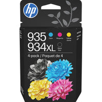 HP 934XL et HP 935 Ens. 4 cartouches d’encre noire à rendement élevé et d’encre cyan, magenta et jaune d’origine (N9H66FN)-Couleurs: Noir, cyan, magenta, jaune