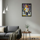 Mario Lemieux Pittsburgh Penguins Stare sur toile - Toile encadree - 22" x 31"-Prêt à accrocher - livré entièrement assemblé