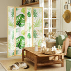 HOMCOM - Cloison de séparation autoportante à 4 panneaux pour chambre - naturel et vert-Cadre en bois de pin et tissu non tissé pour un look minimaliste  

