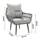 Manhattan Comfort - Ensemble moderne de patio Cannes pour 2 personnes avec table d’appoint - Gris - Lot de 3-Coussins amovibles avec fermeture éclair Fabriqués en tissu imperméable de haute qualité Tissu lavable