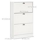 HOMCOM - Armoire à chaussures étroite avec 3 tiroirs basculants pour entrée - blanc-Conception anti-basculement pour plus de stabilité 