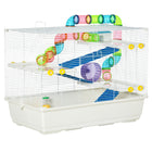 PawHut - Cage pour hamster 31 po L avec système de tubes tunnels - Blanc-Le système de tubes de jeu ajoute plus de plaisir et permet à votre petit animal de se déplacer librement