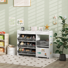 Qaba - Organisateur de rangement pour jouets avec 11 bacs amovibles - blanc-Étagères supplémentaires et armoire latérale droite pour élargir les possibilités de rangement
