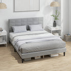 HOMCOM - Cadre de lit plateforme rembourré format queen avec tête de lit - gris-Structure solide avec 10 lattes en bois épaissies et 10 pieds de soutien, supporte jusqu’à 1102 lb (500 kg) 