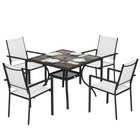 Outsunny - ensemble de salle à manger de patio 5 pièces - table à manger et 4 chaises empilables-Cet ensemble de salle à manger d'extérieur peut accueillir six personnes pour les repas et les réunions dans le jardin