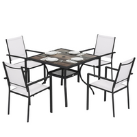 Outsunny - ensemble de salle à manger de patio 5 pièces - table à manger et 4 chaises empilables-Cet ensemble de salle à manger d'extérieur peut accueillir six personnes pour les repas et les réunions dans le jardin