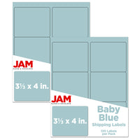 JAM Paper Étiquettes postales, 4 x 3 1/3 po, bleu ciel, 6 par page, 240 par paquet-bleu ciel