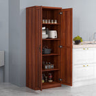 HOMCOM - Armoire de cuisine avec étagères réglables pour salle à manger - beige-Style contemporain chic avec des panneaux de porte shaker et des poignées en métal ancien 