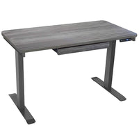 Motionwise - Bureau de la série M2 48 po de largeur, Motionwise - Bureau électrique assis-debout avec double moteurs et tiroir coulissant - Gris Rustique-Réglage électrique de la hauteur : Changez facilement entre position assise et debout avec une hauteur ajustable entre 28 po et 48 po, réduisant les douleurs dorsales et améliorant la posture grâce à un système robuste à double moteur offrant des ajustements plus rapides et plus fluides