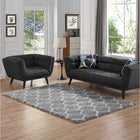 Modway - Solvea Treillis marocain Tapis 5 pi l x 8 pi L Shag Area - Gris et Ivoire-Tissage shag d’environ 2 pouces