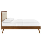 Modway - Willow Bois Lit à plateforme complet avec pieds écartés, Noyer beige-Assemblée requise