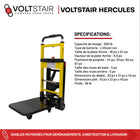 Voltstair - Hercules Diable Électrique Monte-Escaliers - Capacité 500 Lb-Système de chenilles de montée offrant une adhérence sécurisée sur plusieurs types d’escaliers