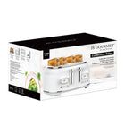 JS Gourmet - Grille-pain rétro 4 fentes extra-larges - Blanc-Corps en acier inoxydable