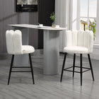 HOMCOM - Tabourets de bar hauteur comptoir avec dossier - blanc crème - paquet de 2-Doux faux cachemire garni de mousse épaisse pour détendre le corps 
